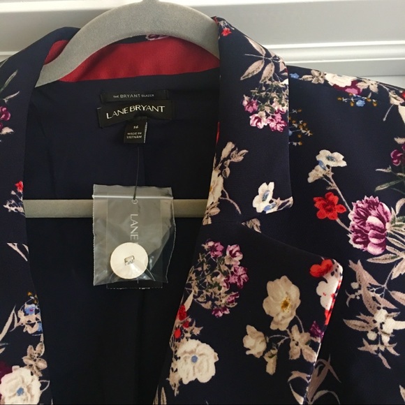 Lane Bryant Size 16 Floral Navy Blazer - Picture 5 of 7
